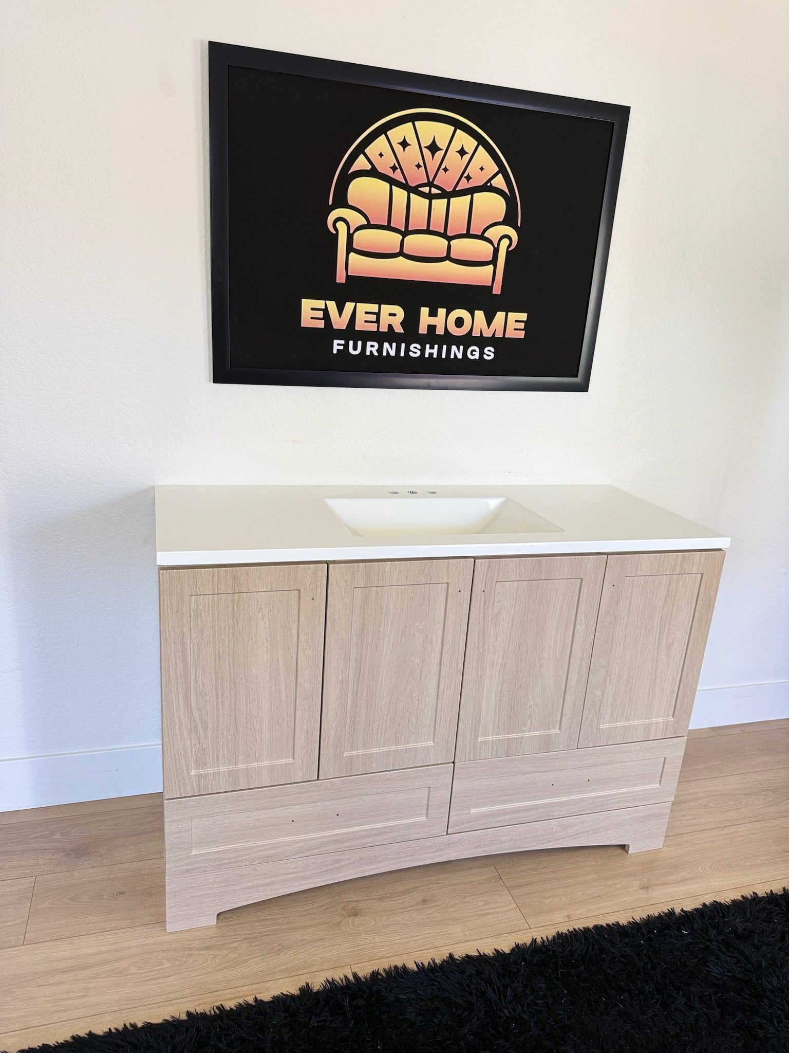 Emlyn 48 Single Bathroom Vanity with 3 Cabinets, 2 Drawers, and Cultured Marble Vanity Top