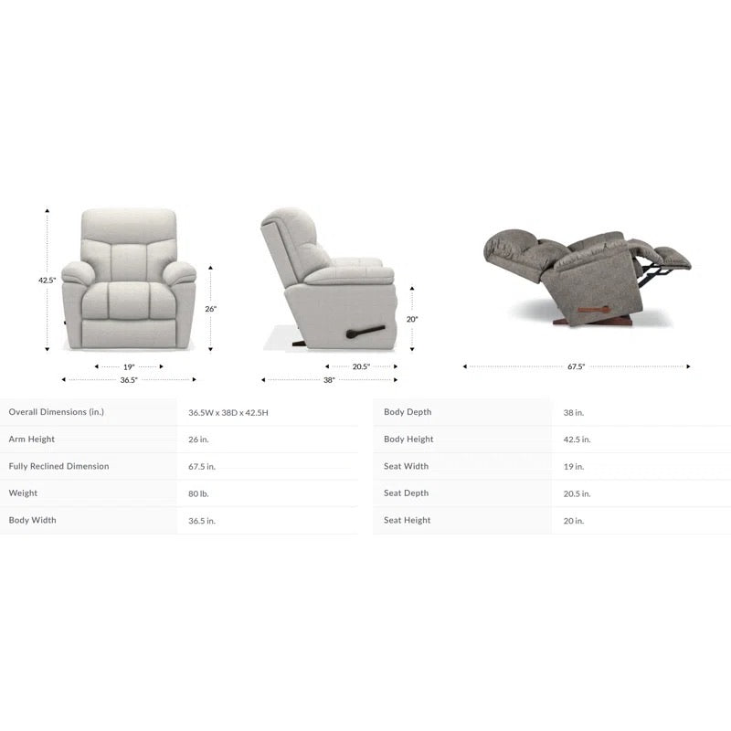 La-Z-Boy Morrison Manual Rocking Recliner - All Dimensions