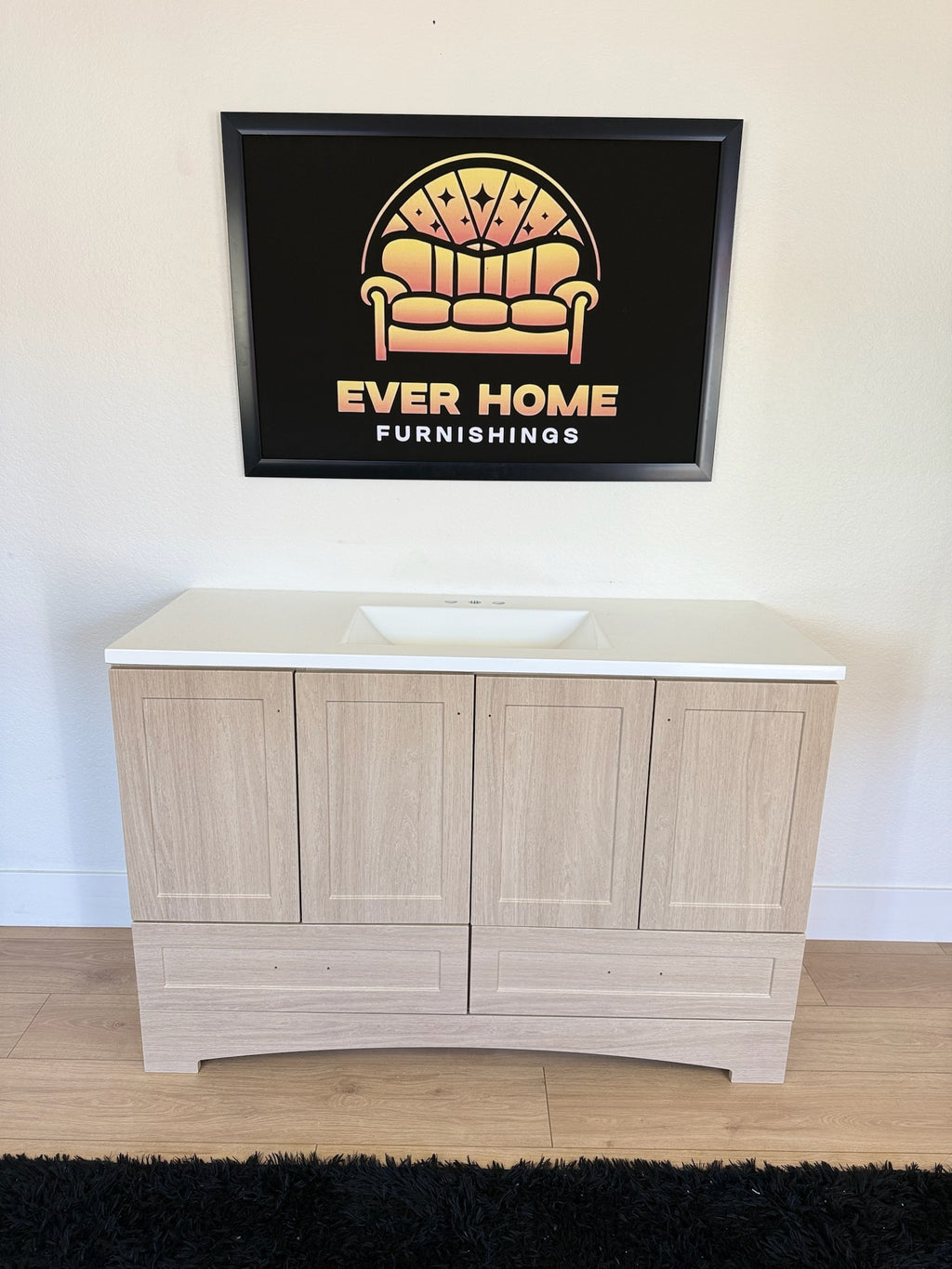 Emlyn 48 Single Bathroom Vanity with 3 Cabinets, 2 Drawers, and Cultured Marble Vanity Top