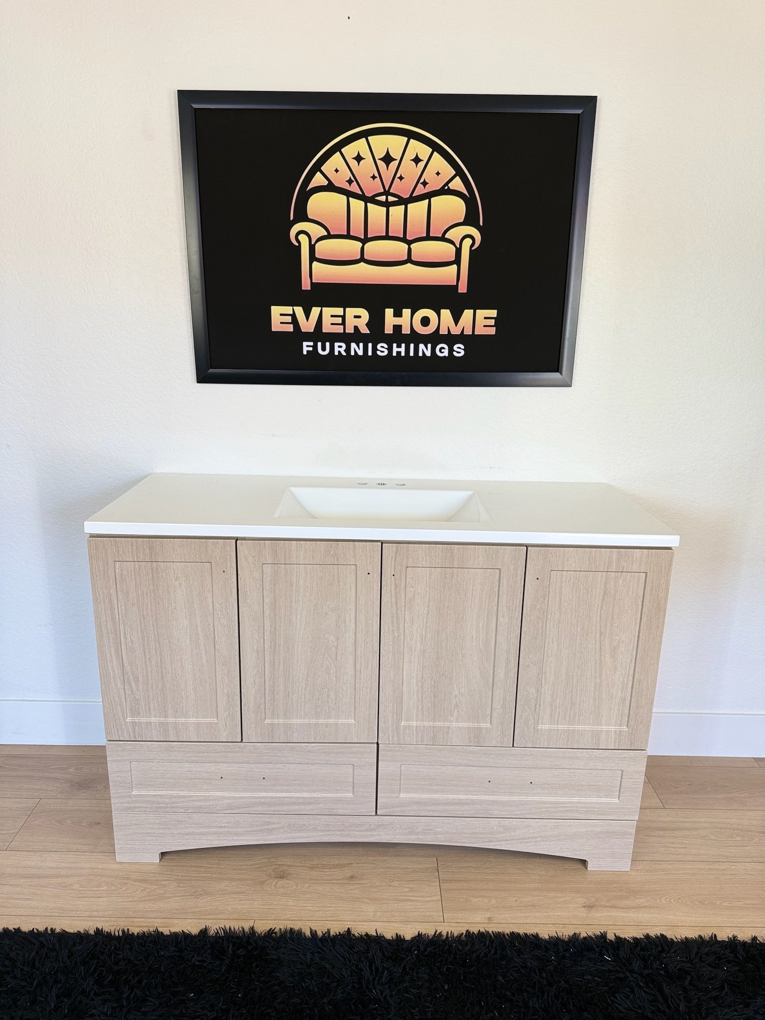 Emlyn 48 Single Bathroom Vanity with 3 Cabinets, 2 Drawers, and Cultured Marble Vanity Top
