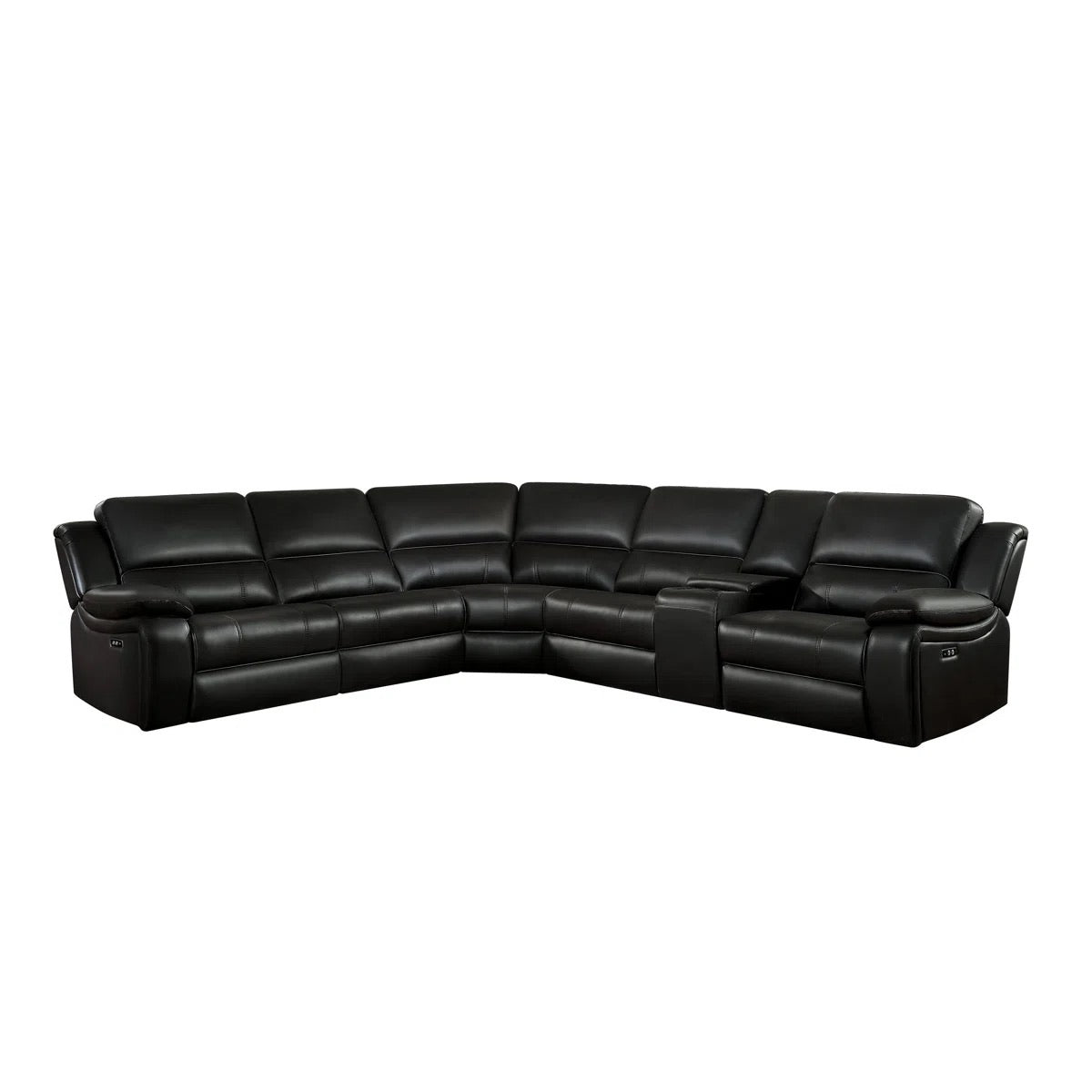Latitude Run Jeanna 135.5" Modern & Contemporary 6-Piece Modular Power Reclining Sectional Sofa - USB Charging - Front
