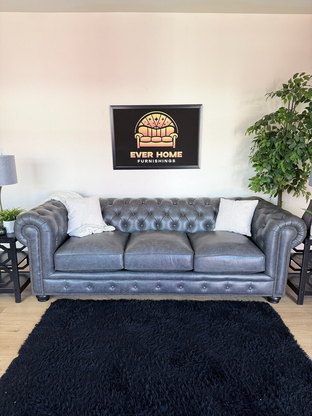 Birch Lane Freddie 95” Genuine Leather Mid-Century Modern Sofa