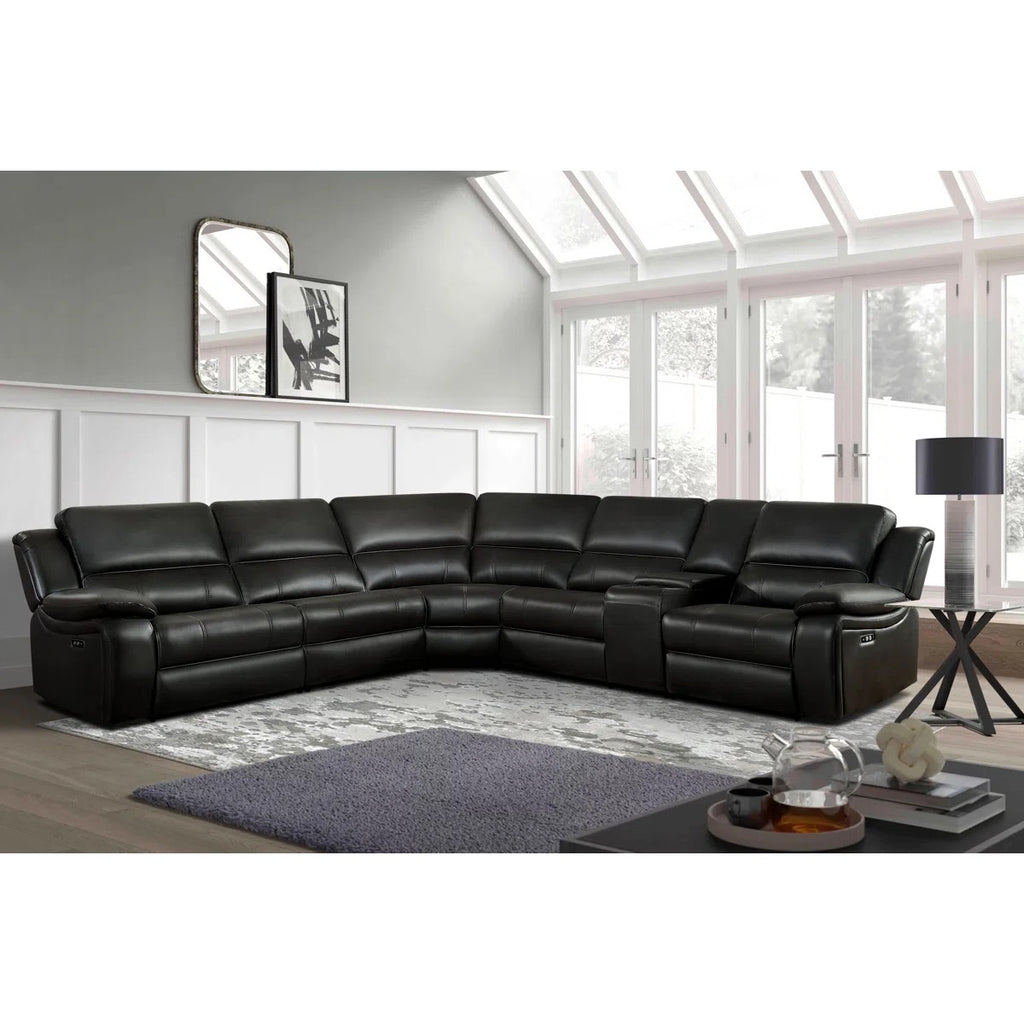 Latitude Run Jeanna 135.5" Modern & Contemporary 6-Piece Modular Power Reclining Sectional Sofa - USB Charging - Staged