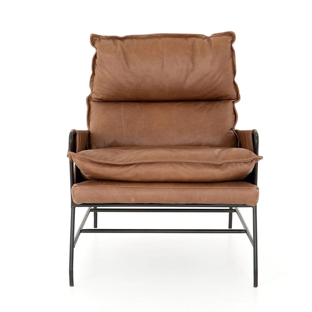 Four Hands Taryn Genuine Leather Lounge Chair - Modern w/ Comfort Front