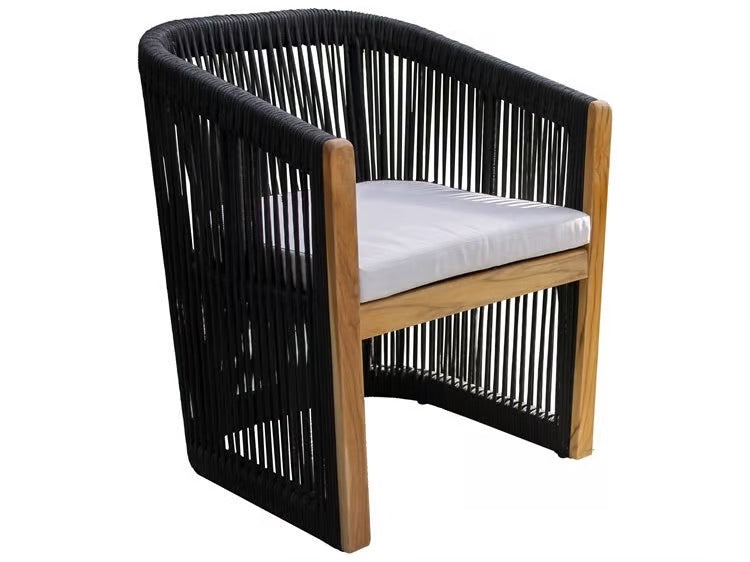 Luxe Decor - Teak & Black Rope Dining Chair Set By Outdoor Interiors Left Side