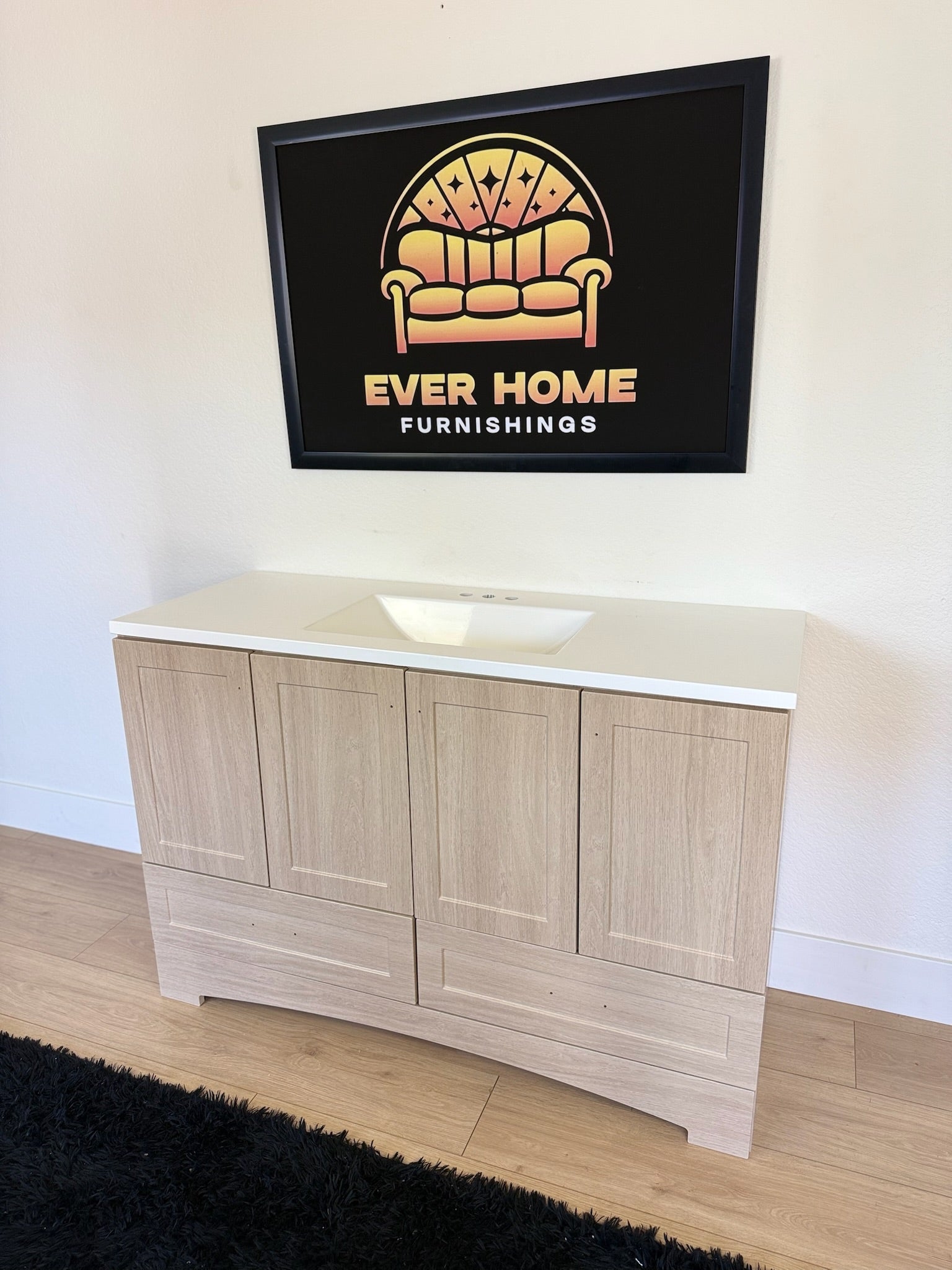 Emlyn 48 Single Bathroom Vanity with 3 Cabinets, 2 Drawers, and Cultured Marble Vanity Top
