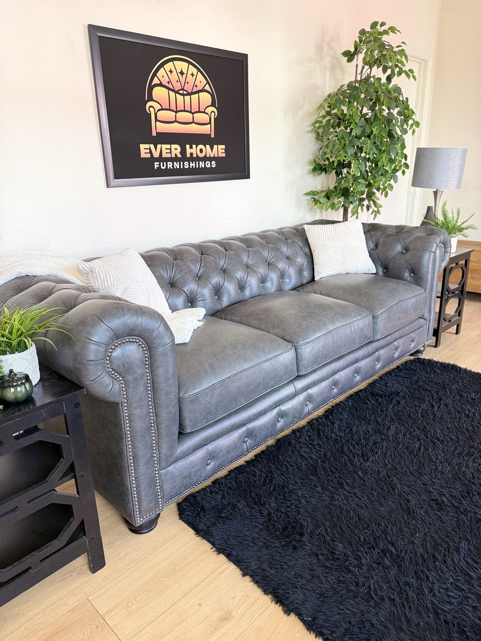 Birch Lane Freddie 95” Genuine Leather Mid-Century Modern Sofa