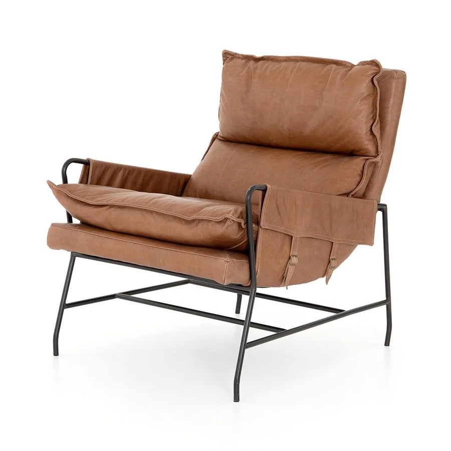 Four Hands Taryn Genuine Leather Lounge Chair - Modern w/ Comfort Right Side