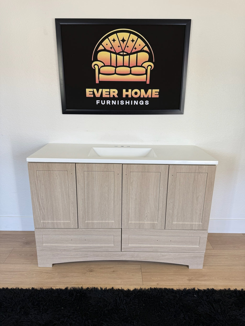Emlyn 48 Single Bathroom Vanity with 3 Cabinets, 2 Drawers, and Cultured Marble Vanity Top