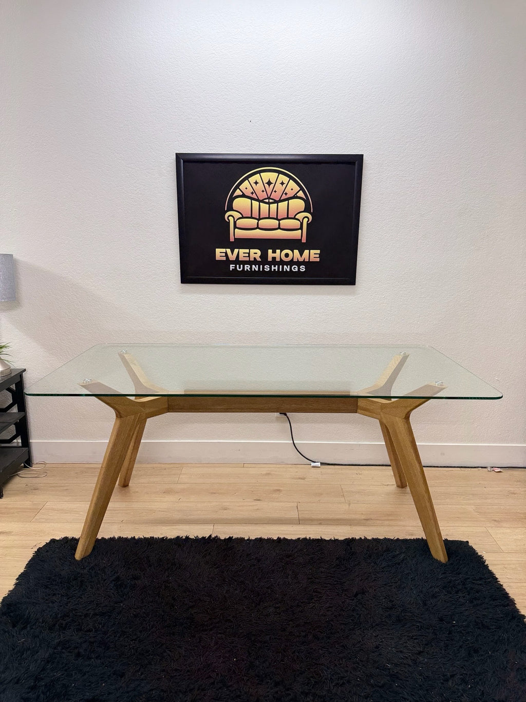 Emmer 71in Glass Dining Table Oak