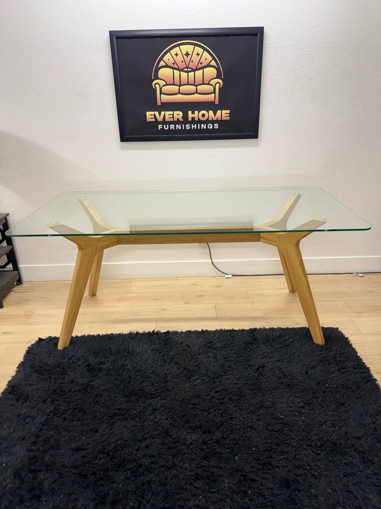Emmer 71in Glass Dining Table Oak