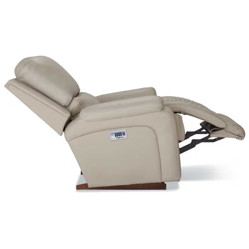 La-Z-Boy Greyson Leather Match Power Rocking Recliner with Power Headrest and Lumbar - Reclined Back